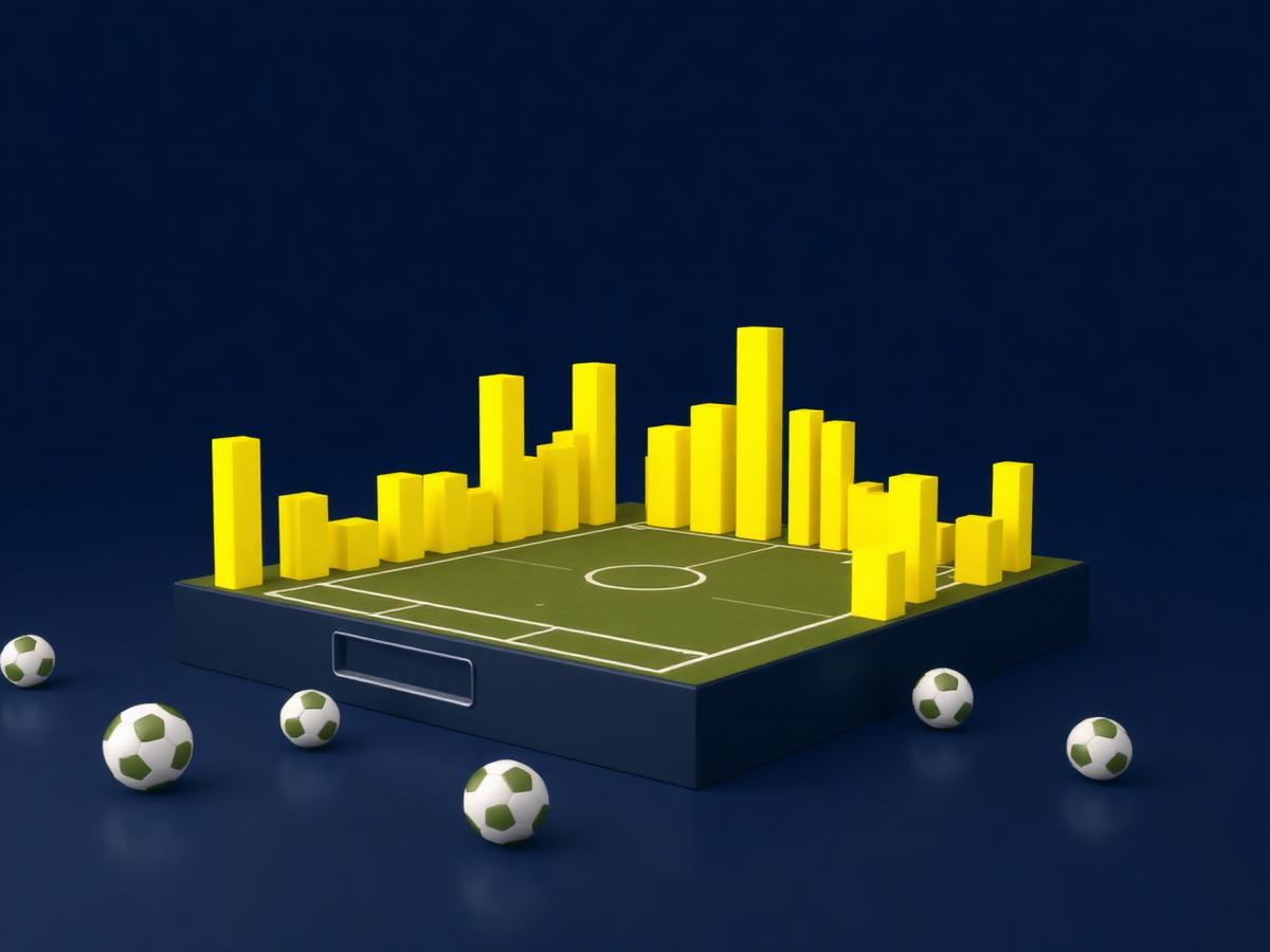 Football pitch shaped like a data skyline