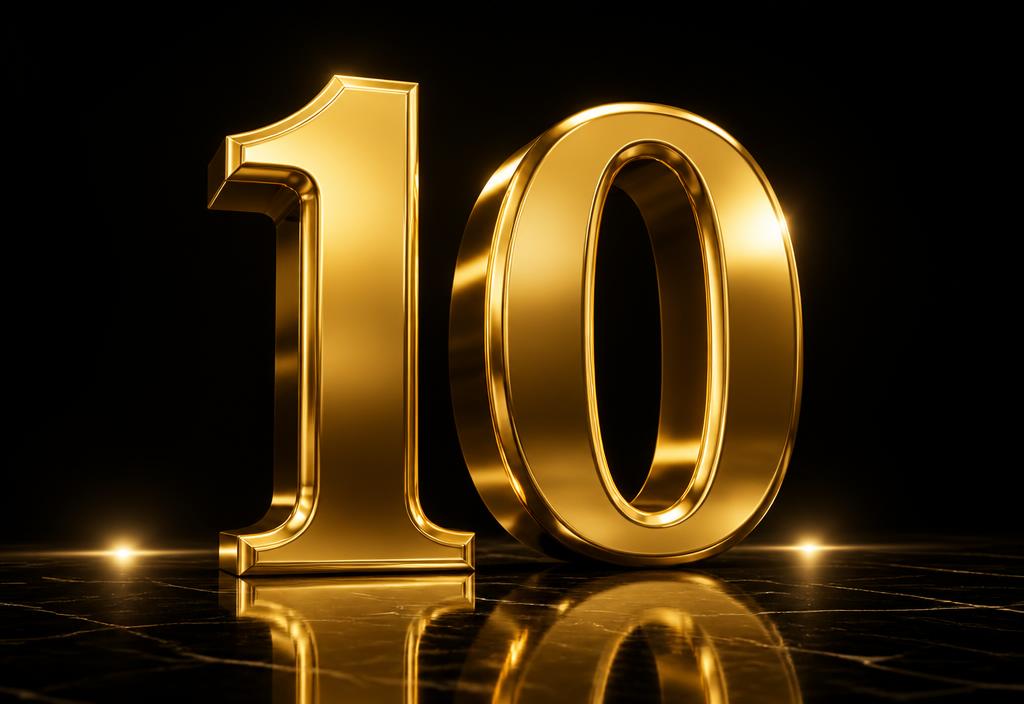 Golden 10 years anniversary emblem